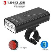 T6 Bicycle Light 5200mAh Power Bank LED Headlight USB Rechargeable Bike Light Waterproof Flashlight Cycling Accessories