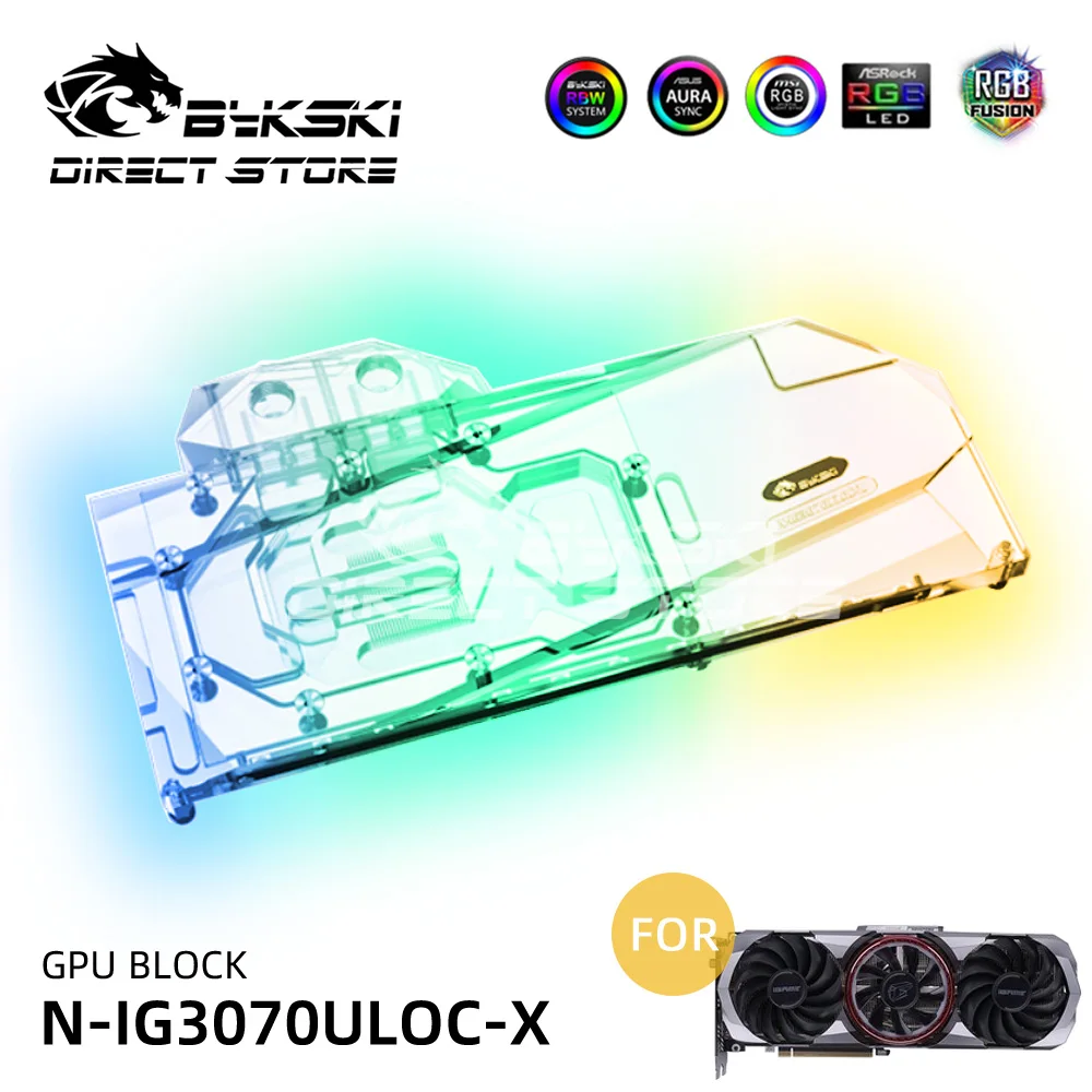 

Bykski VGA блок водяного полный охват для игровая видеокарта GeForce RTX 3070 Advanced OC GPU Блок ПК теплоотводы 5V A-RGB N-IG3070ULOC-X