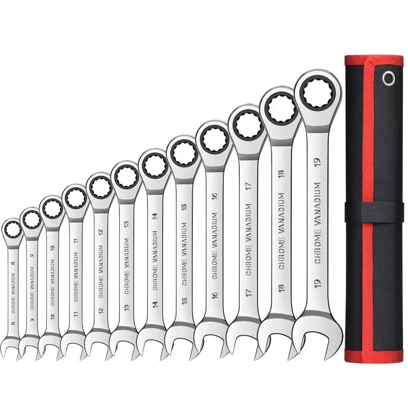 

Ratchet Wrench Set of Keys Hand Tools 72T Ratcheting Spanner Multitool Chrome Vanadium Combination Wrench for Repair