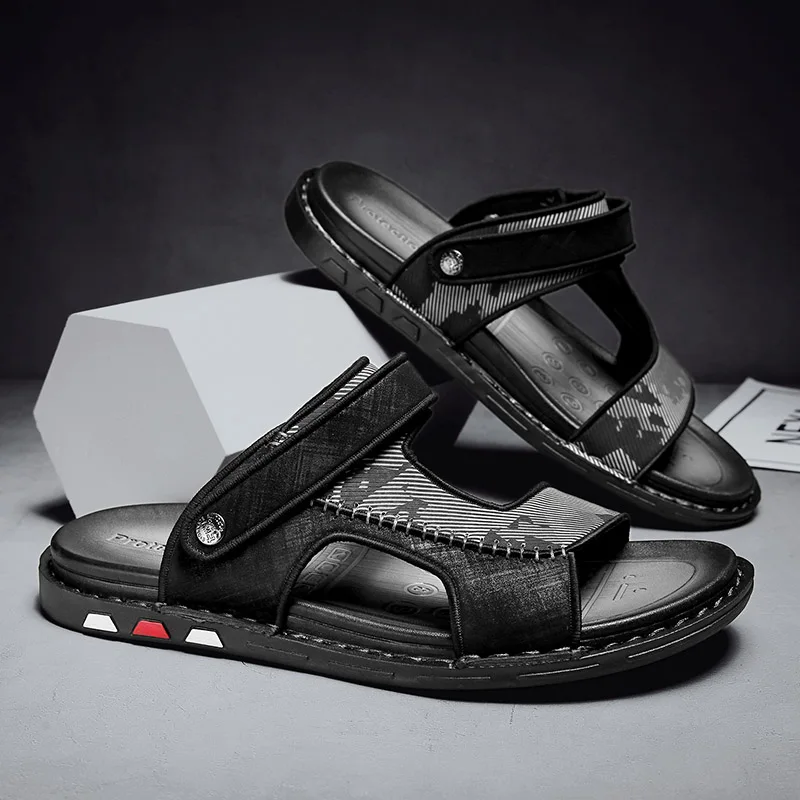 

CYYTL Casual Summer Breathable Sandals for Men Handmade Hollow Out Flat Leather Slippers Beach Fashion Shoes for Outdoor