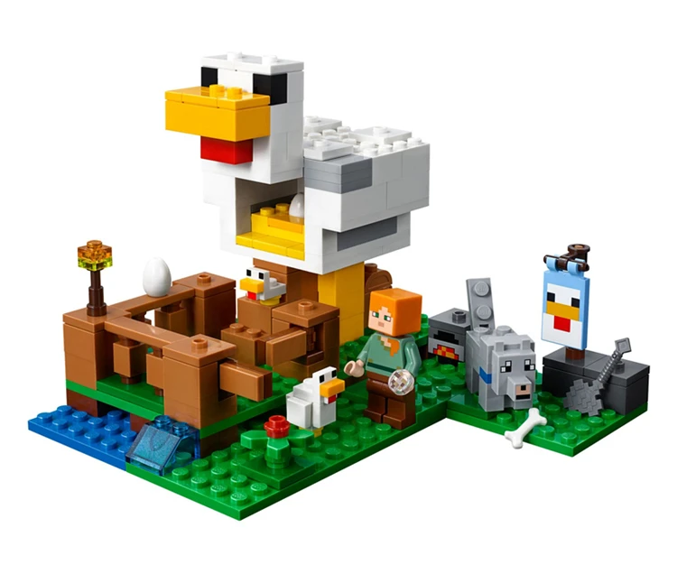 

228pcs myworld chicken coop wolf chicken building blocks Compatible 21145 Toy