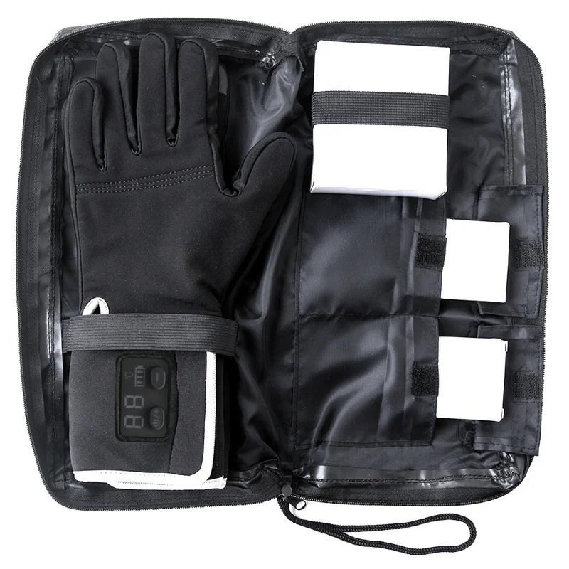 Черные теплые велосипедные перчатки зимние с электрическим подогревом