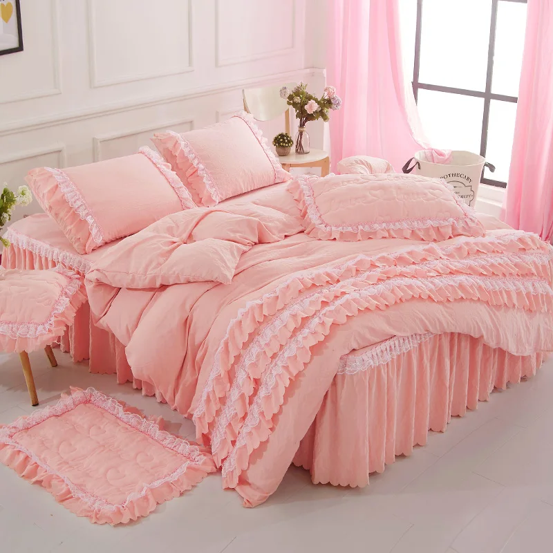Комплект постельного белья в Корейском стиле принцессы розовая постельное белье