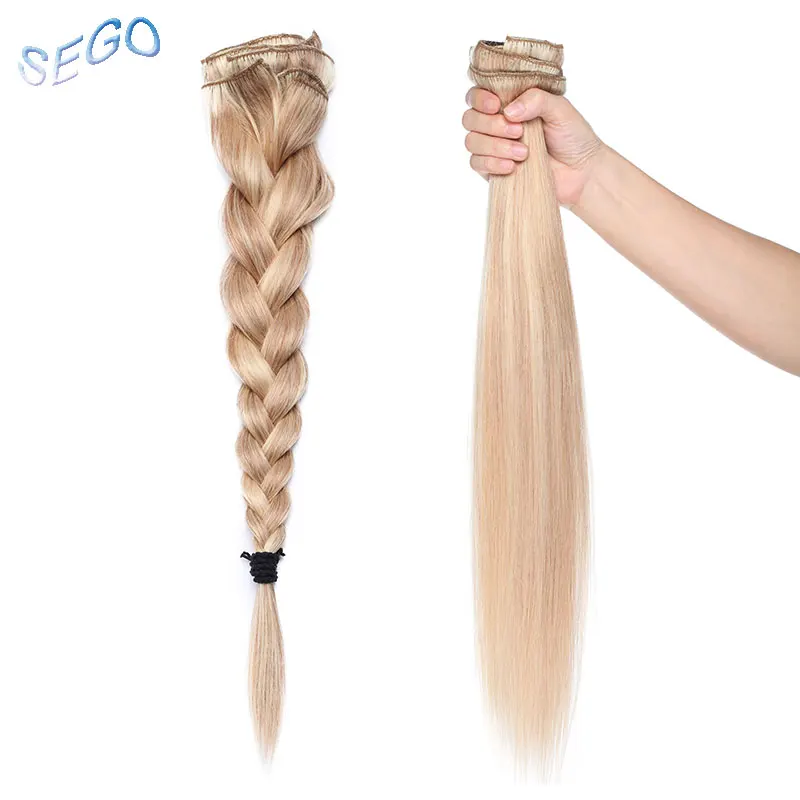 SEGO 110g 170g прямолинейный скрепка в Пряди человеческих волос для наращивания волосы