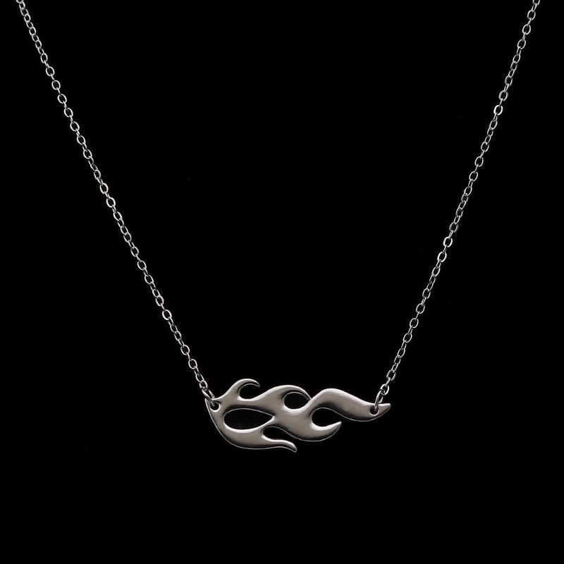 Серебряный цвет большая цепочка с пламенем ожерелья для женщин горячая