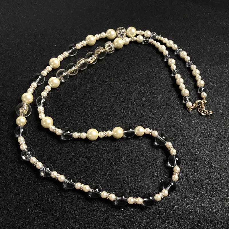 

Top Quality Fashion Party Jewelry Crystal Pearls Necklace Luxcy Party Long Necklace Vintage Beads Chain Jewelry Neckalce