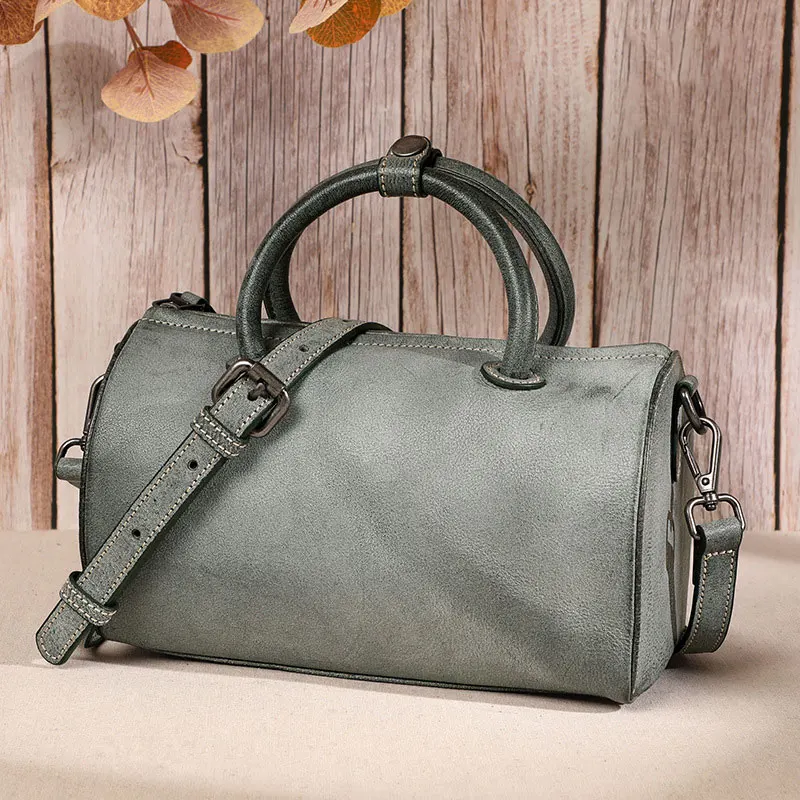

Hot Sale Graceful Temperament Genuine Leather Women HandBag Vintage Fog Wax Light Solid Color Pretty Shoulder Bag Pillow Big Bag