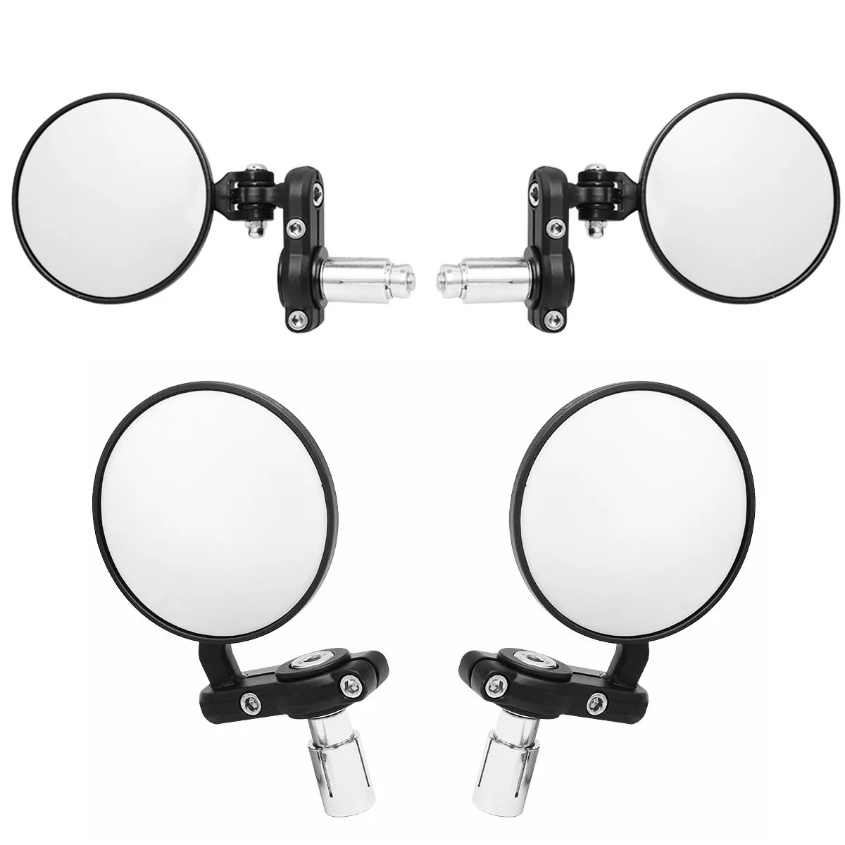 

2Pcs Round 7/8" Bar End Rear Mirrors Moto Motorcycle Motorbike Scooters Rearview Mirror Side View Mirrors For Cafe Racer