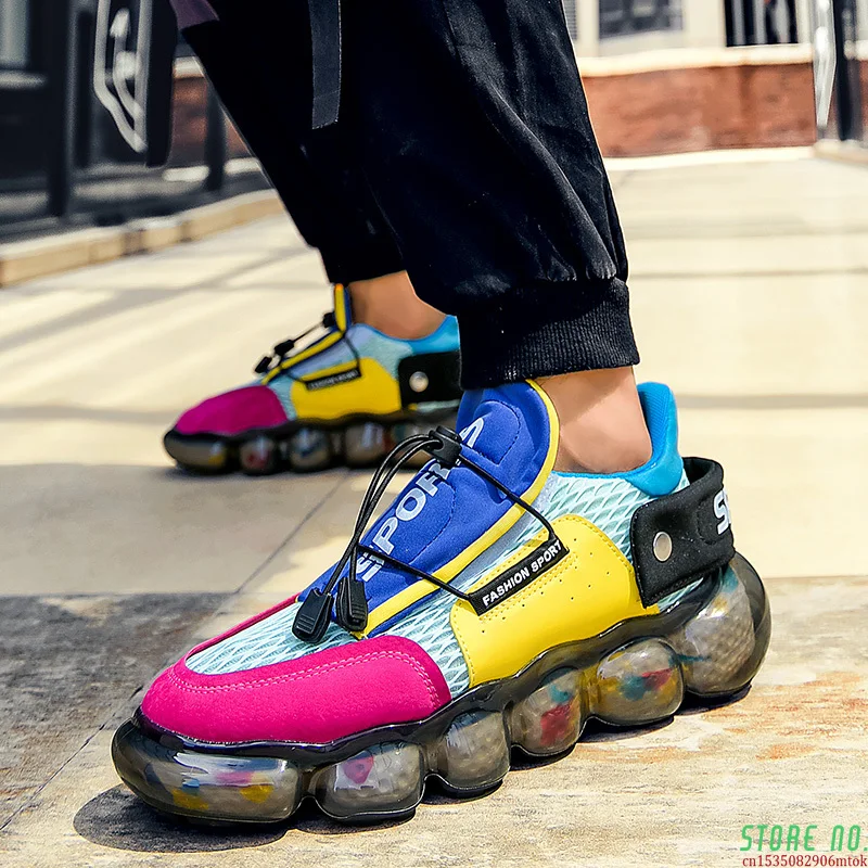 

Dad Shoes Non-slip Casual Sneakers Men Retro Breathable Air Mesh Chunky Shoes Men Color Matching Sneakers Popcorn Bottom Shoes