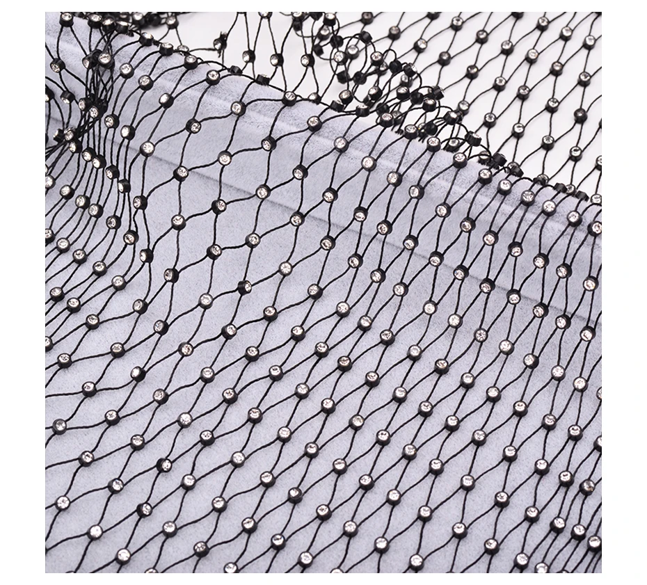 Прозрачные стеклянные стразы ss8 однометровые эластичные сетчатые чулки черные