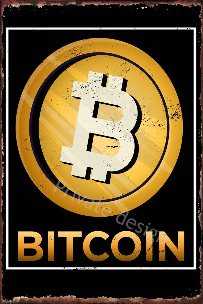 

Металлический знак с логотипом биткоина, жестяная вывеска, оловянные пластины, декор для стен, комнатное украшение, искусство, домашняя Клу...