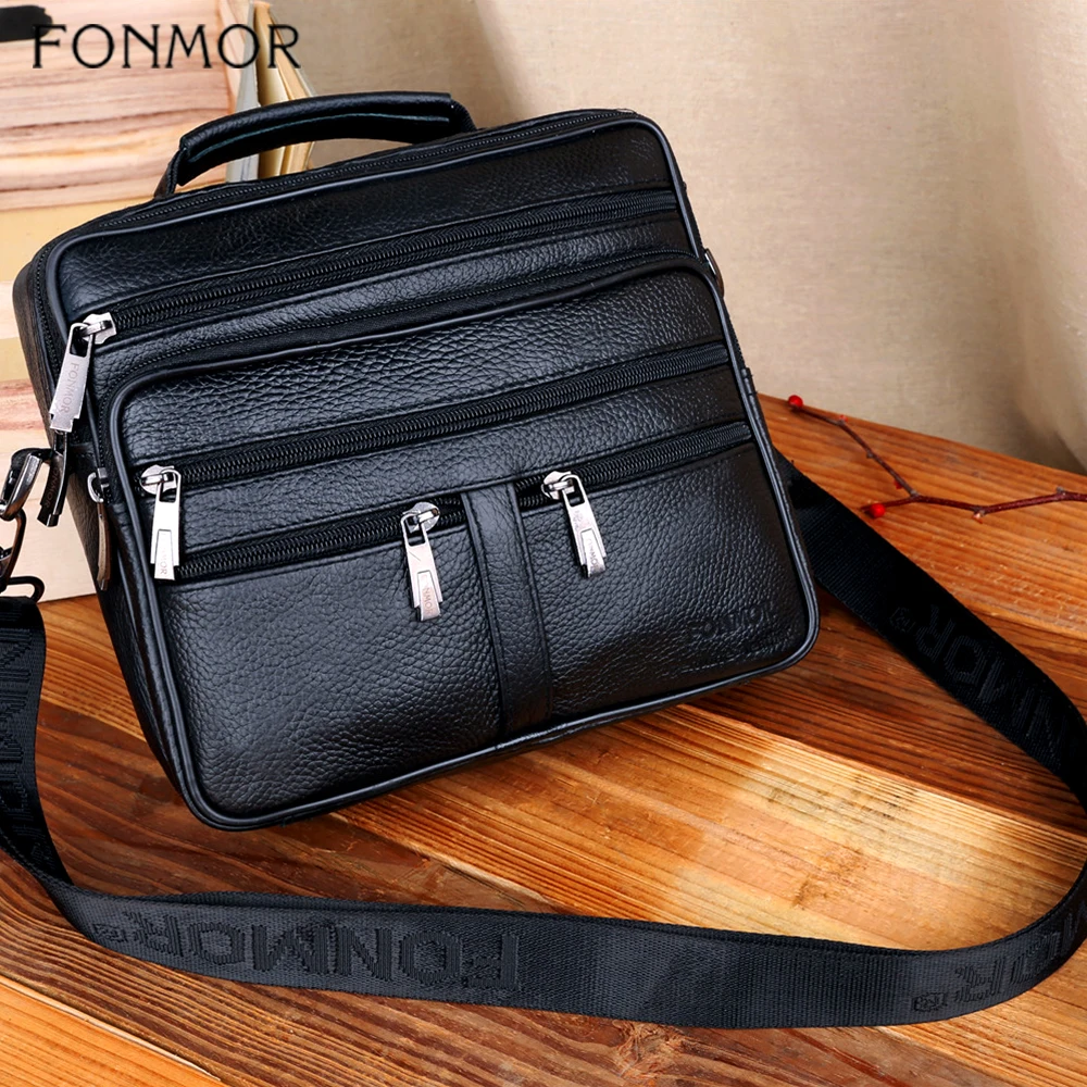 Сумка мессенджер Fonmor мужская из натуральной кожи модный саквояж кросс боди с