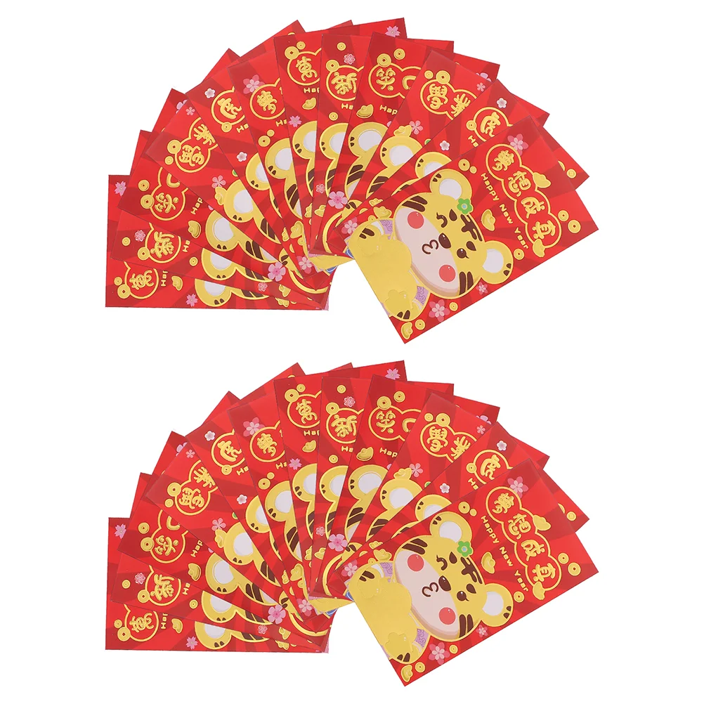 

60 Pcs Spring Festival Red Packets Tiger Pattern Money Packets New Year Supply
