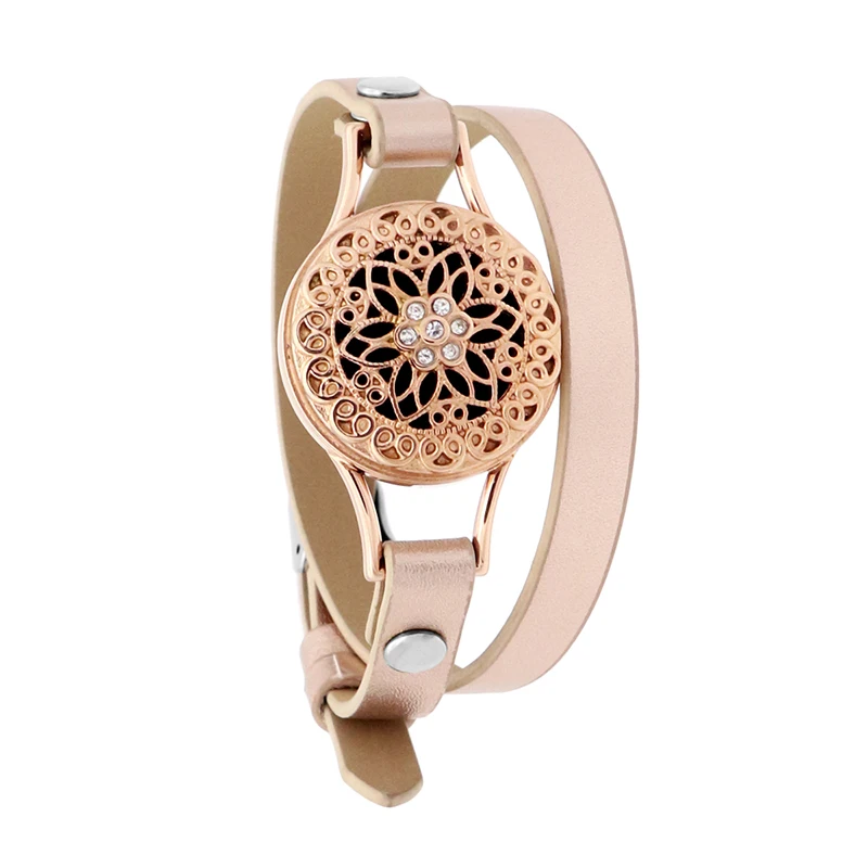 Rose Gold BLRGD001 25 мм диффузорный магнит розовое золото натуральная кожа медальон с ароматом браслет из нержавеющей стали эфирные масла Ароматерапия медальон браслет - Окраска металла: Rose Gold BLRGD001