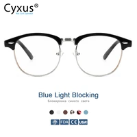 cyxus anti blue light computer glasses semi rimless browline frame for anti eyestrain uv for mens women eyeglasses 8056