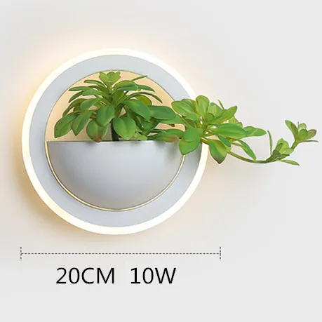 8013 with plant New LED Wall Lamp Round Acrylic Led Wall Lights Simulated Green Plants AC110~220V 10W For Hallway Porch Balcony Led Wall Sconce - Цвет абажура: 8013 with plant