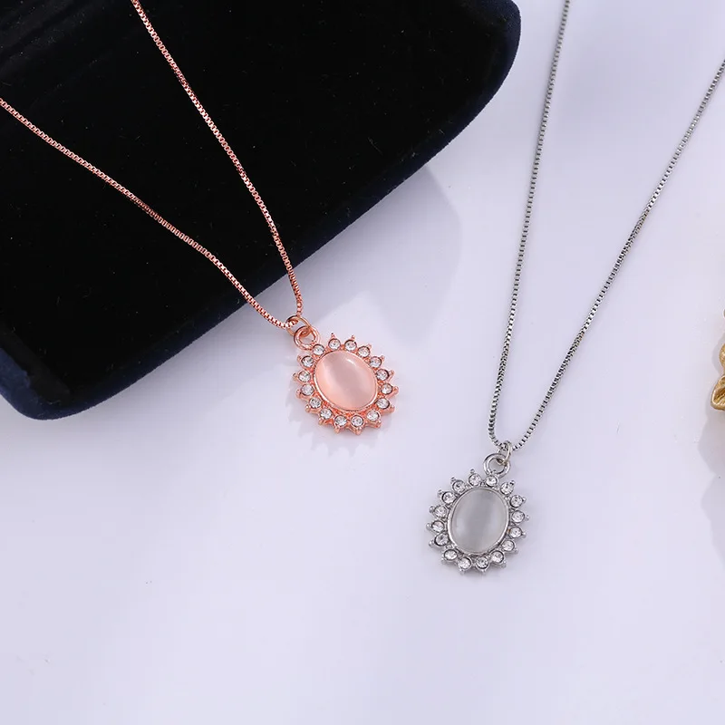 Ожерелье TSHOU388 с опалом характерное овальное ожерелье из циркония милая цепочка