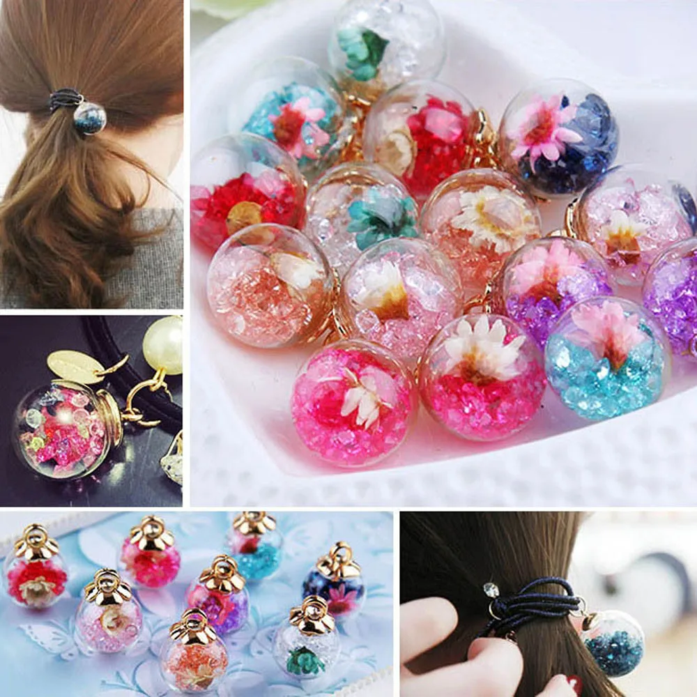 10 шт. прозрачные круглые стеклянные бусины с сухим цветком | Украшения и