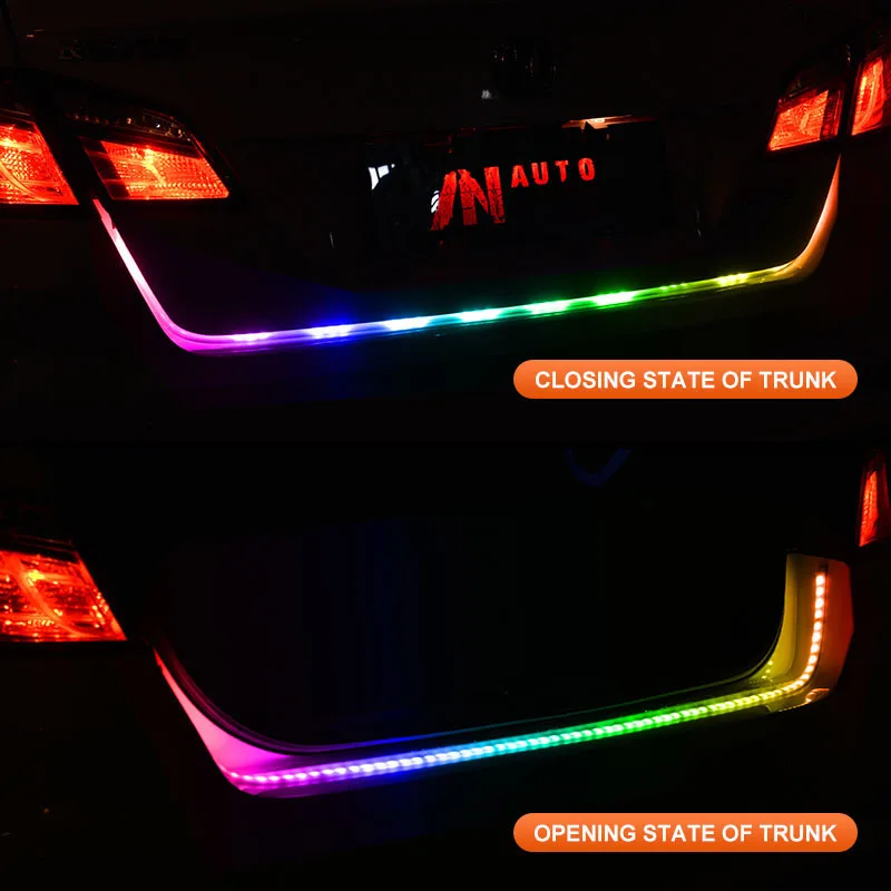 12V Car Rear Lamp Dynamic Streamer Floating RGB led strip Turn Signal Flow Trunk Tailgate luggage Strip light | Автомобили и