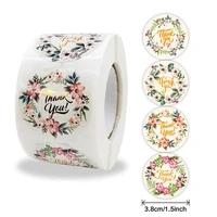 500pcsroll 3 8cm gild film thank you stickers round label new year decor gift sealing decoration diary diy planner sticker