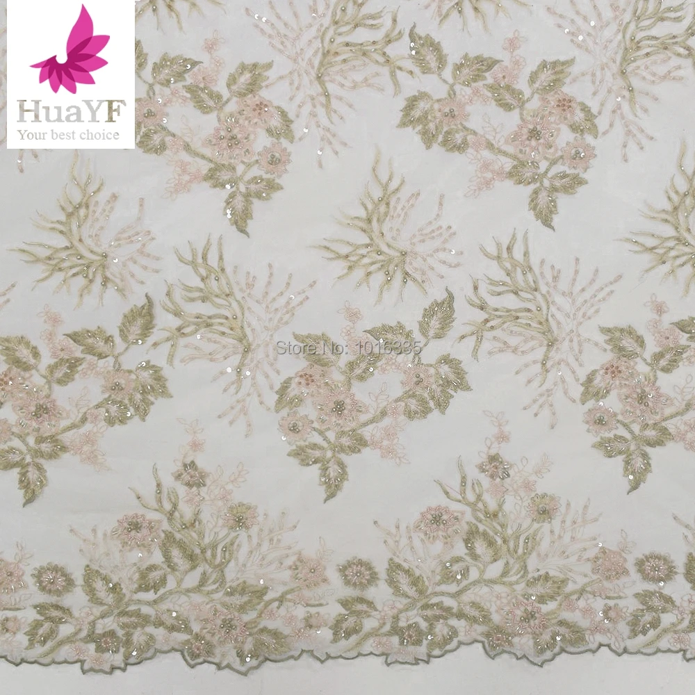 

2020 французская кружевная ткань ручной работы с бисером, новейшая ткань, кружево ручной работы, тяжелая, свадебная Невеста HY1279-8