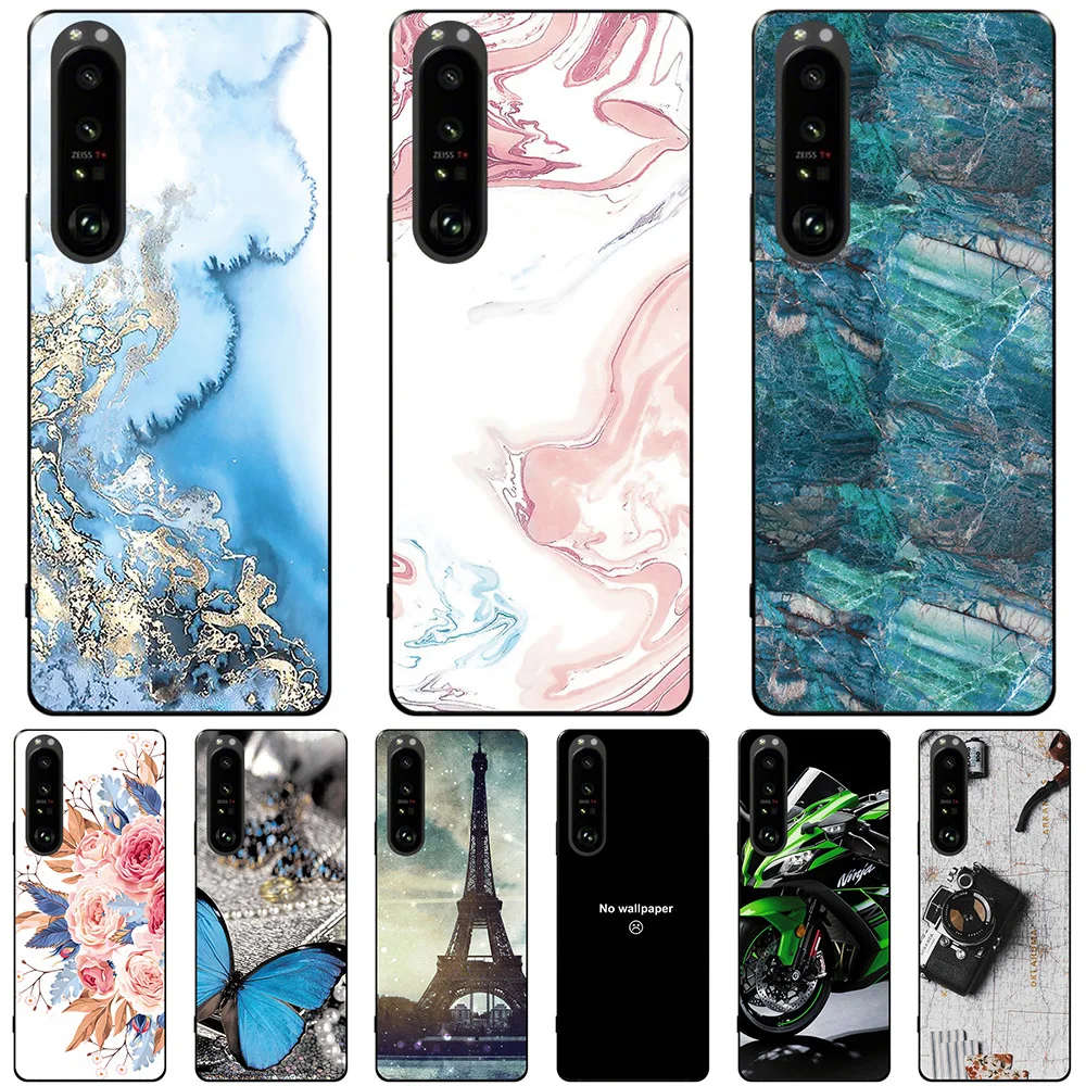 

Phone Bags & Case For Sony Xperia 1 5 10 III Ace II 2021 Cover Soft Silicone Fashion Marble Inkjet Painted Shell Capa