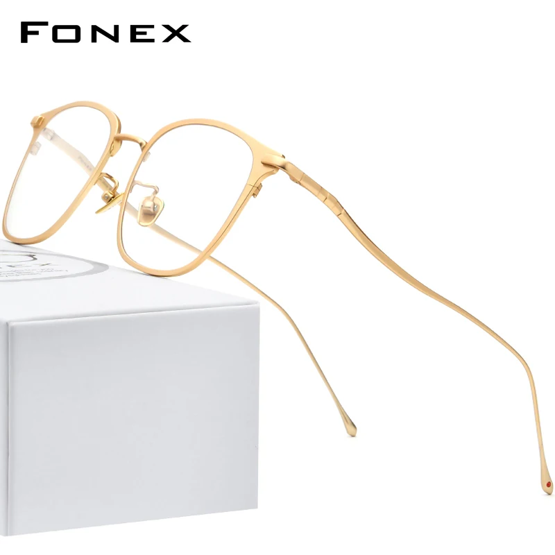 FONEX Pure Titanium Glasses Frame Men Square Myopia Optical Prescription Eyeglass Frame Women 2020 New Ultralight Eyewear 8522