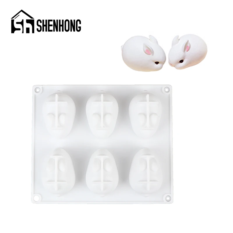 SHENHONG Банни десерт украшения лоток силиконовые формы для торта 6 полости кролик