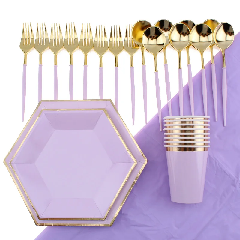 41 шт./компл. фиолетовая тематическая посуда для вечеринки набор детского душа