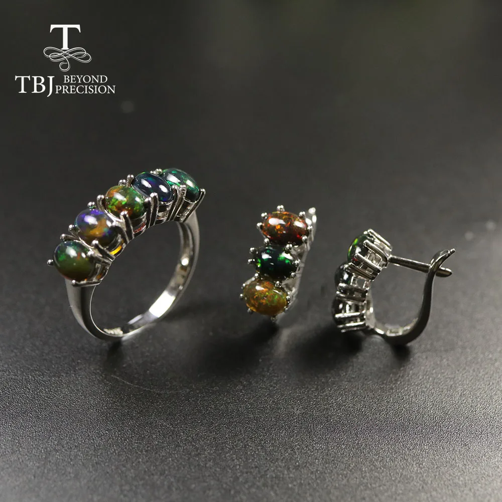 9ct Эфиопский Черный Опал ювелирный набор овальный 5*7 мм Стерлинговое Серебро 925