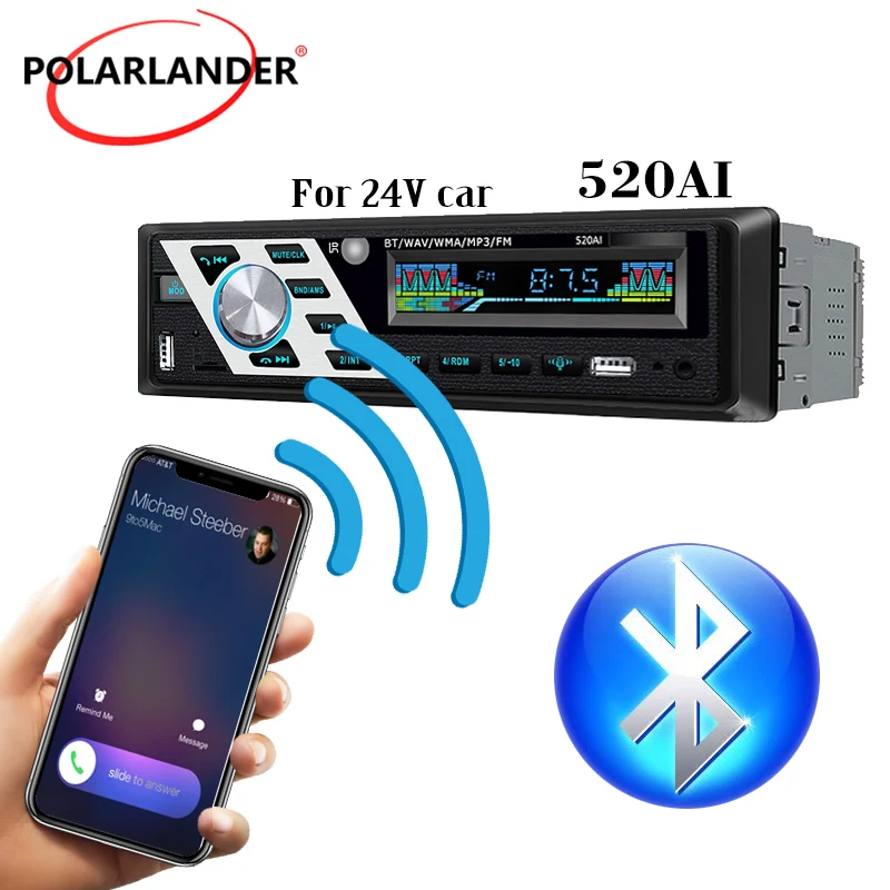 Автомагнитола с цветной кнопкой и цветным OLED-дисплеем 24 В AUX FM USB TF-карта интерфейс