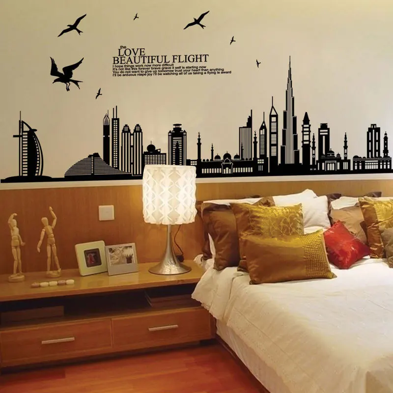

City Building Wall Stickers Living Room Bedroom Decals for Furniture Kids Room Decoration Wallstickers Home Office Decor