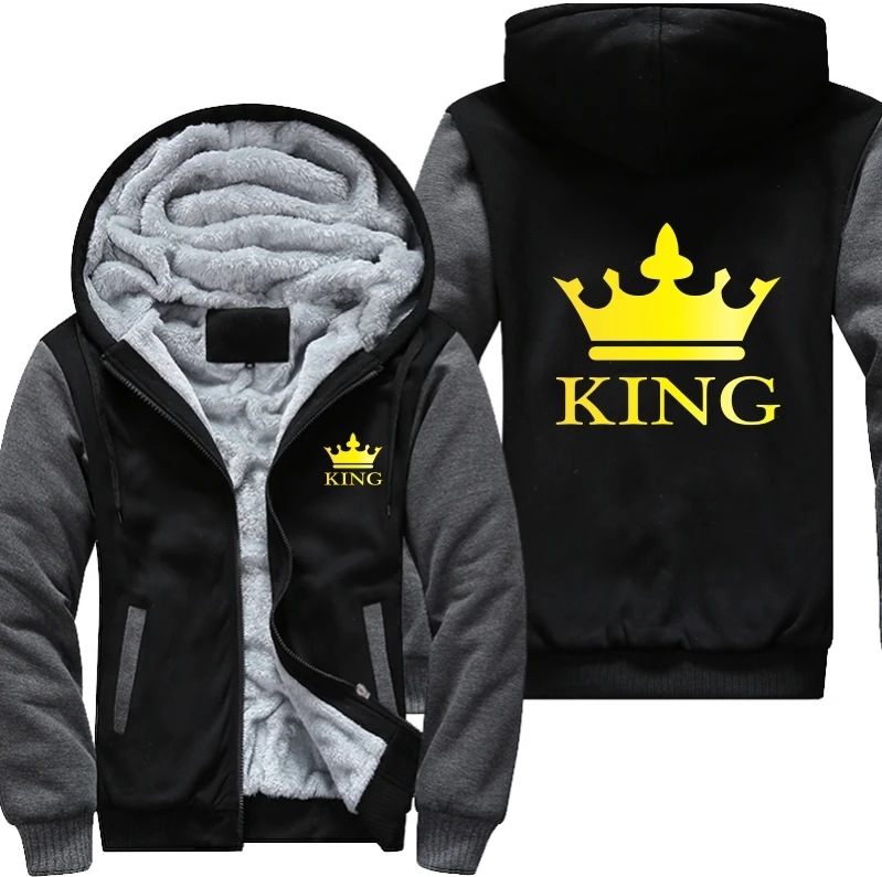 Флисовая толстовка с капюшоном и блестящим принтом Королева Король|Мужские