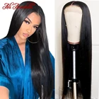 Парики на сетке 5x5, бразильские прямые парики из человеческих волос, предварительно выщипанные парики 13x1, 28 дюймов, Ali Annabelle, невидимые парики на сетке HD