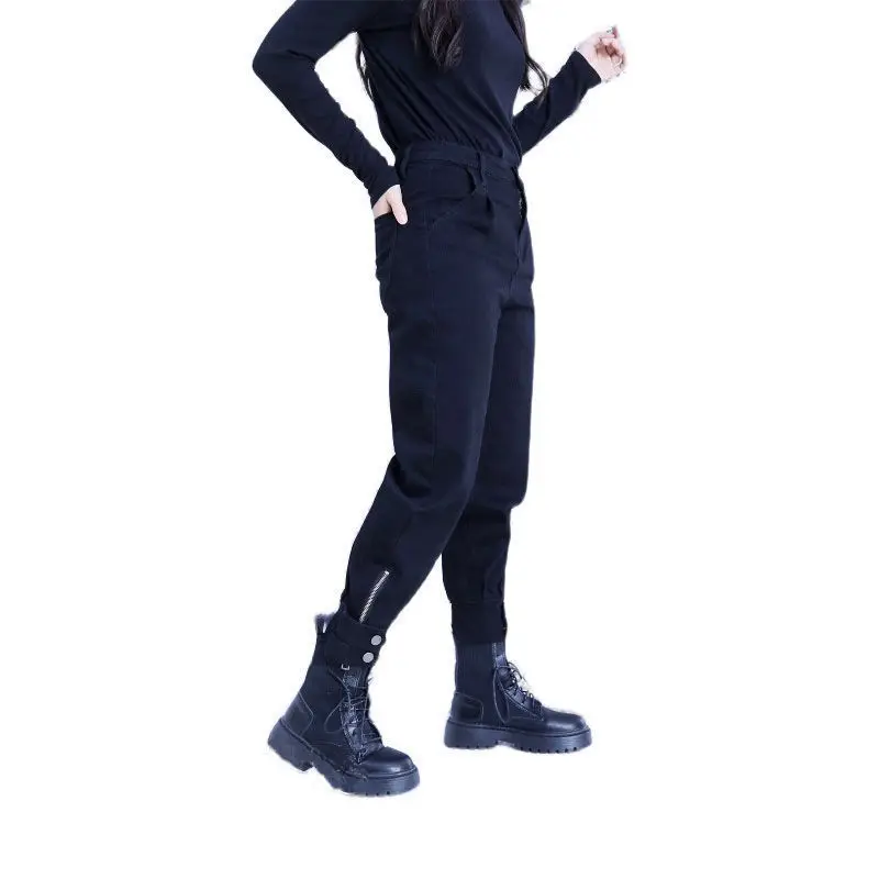 

Woman Jeans Pants Plus Size Autumn and Winter Loose Black Harem Pants