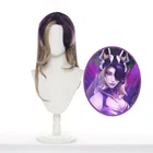 Лол костюмы Ahri косплей парик Лига Легенд колдунья кожа игра головные уборы девять хвостов лиса Косплей головные уборы смешанные цвета