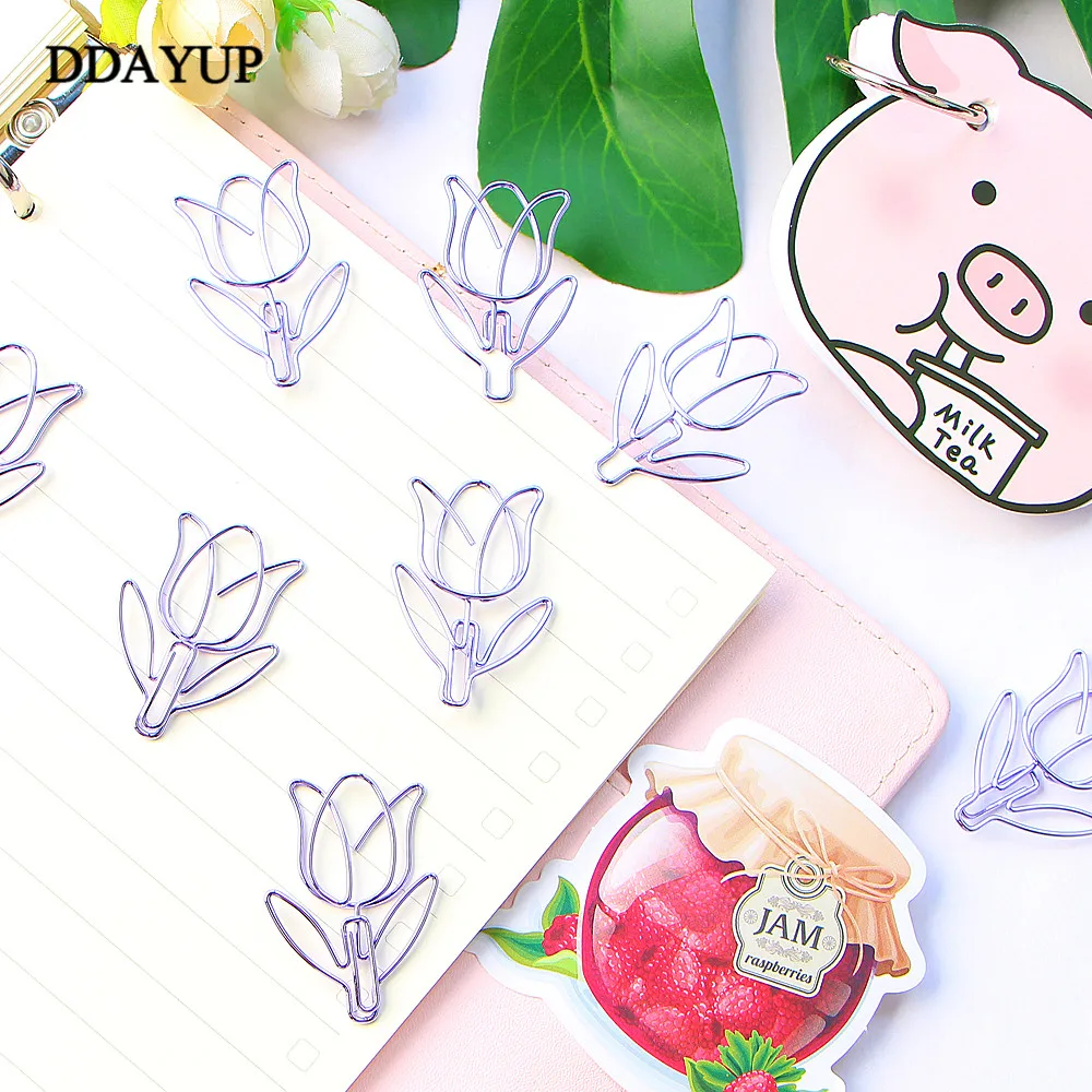 12 шт./лот тюльпан Закладка планировщик зажим для бумаги Материал школьные