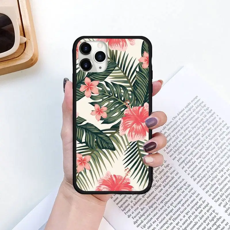 

Tropical green plant banana leaf leaves Phone Case for iPhone 11 12 pro XS MAX 8 7 6 6S Plus X 5S SE 2020 XR Luxury brand shell