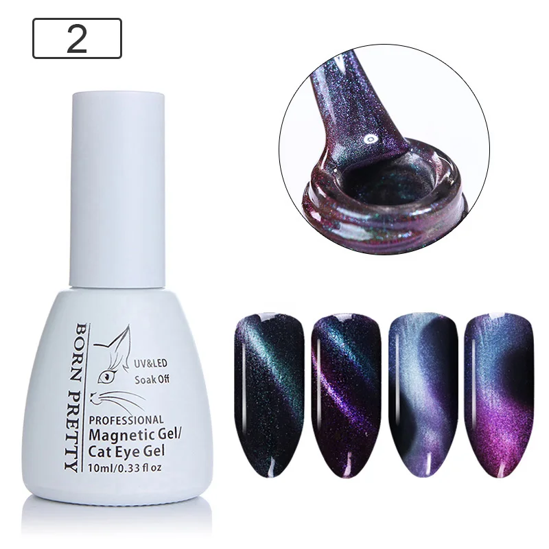 10ML2 Родился Довольно Гламурная кошка глаз УФ Гель-лак 6 мл Магнитная Shimmer замочить от УФ-светодиодный Гель-лак для ногтей маникюрный лак DIY - Цвет: 10ML2