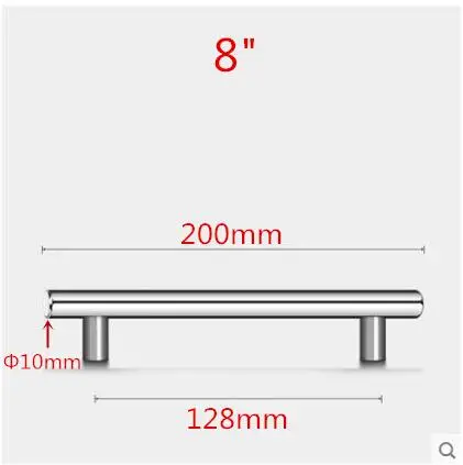 8inch 128mm Дверца кухонного шкафа из нержавеющей стали Т-образная ручка для шкафа Мебельная ручка ящика шкафа Ручка - Цвет: 8inch 128mm