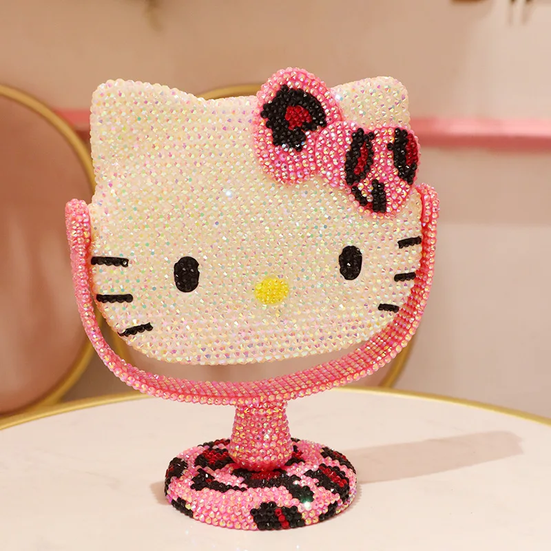 Зеркало для макияжа Hello Kitty Ручной Работы Стразы блестящее туалетное зеркало