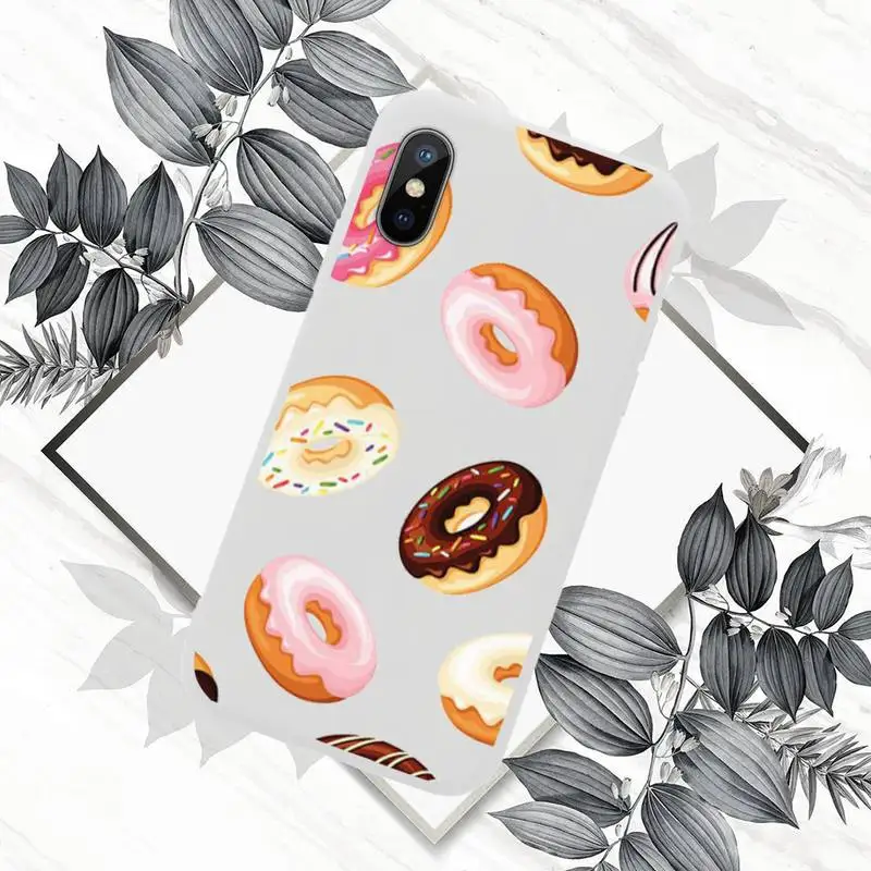

Cute donut cake dessert Phone Case Candy Color for iPhone 6 7 8 11 12 s mini pro X XS XR MAX Plus