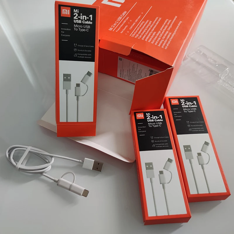 2 в 1 USB-кабель Xiaomi два одном зарядный кабель Micro USB для Type-C поддержка быстрой