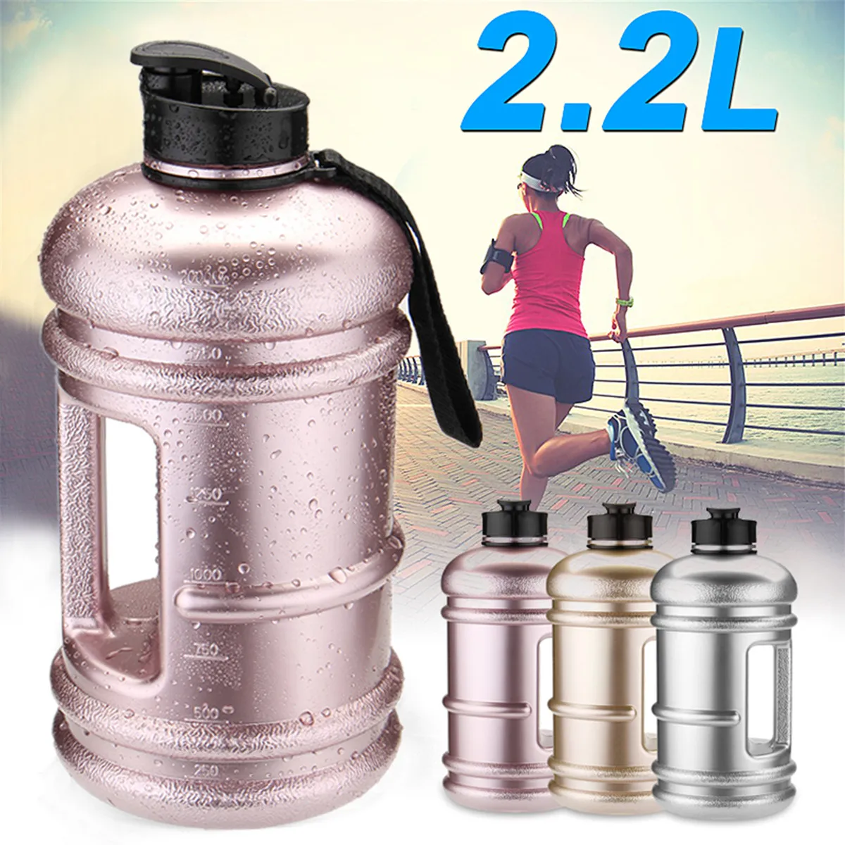 Новинка 2.2L большая емкость бутылка для воды из БФА пластиковая питьевой Лейка