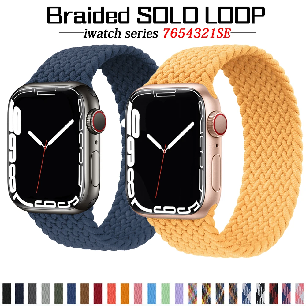 

Braided Solo Loop For Apple Watch band 44mm 40mm 38mm 45mm 41mm FABRIC Nylon Elastic bracelet iWatch 7 series 6 5 4 strap