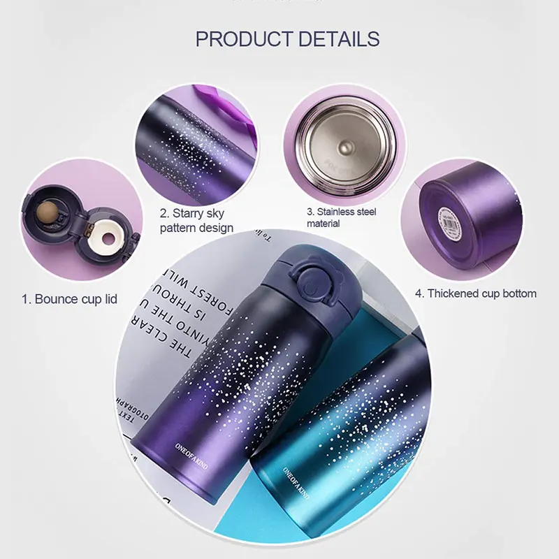 Новый дизайн с двойными стенками Нержавеющая сталь вакуумная фляга 350/500ML термос