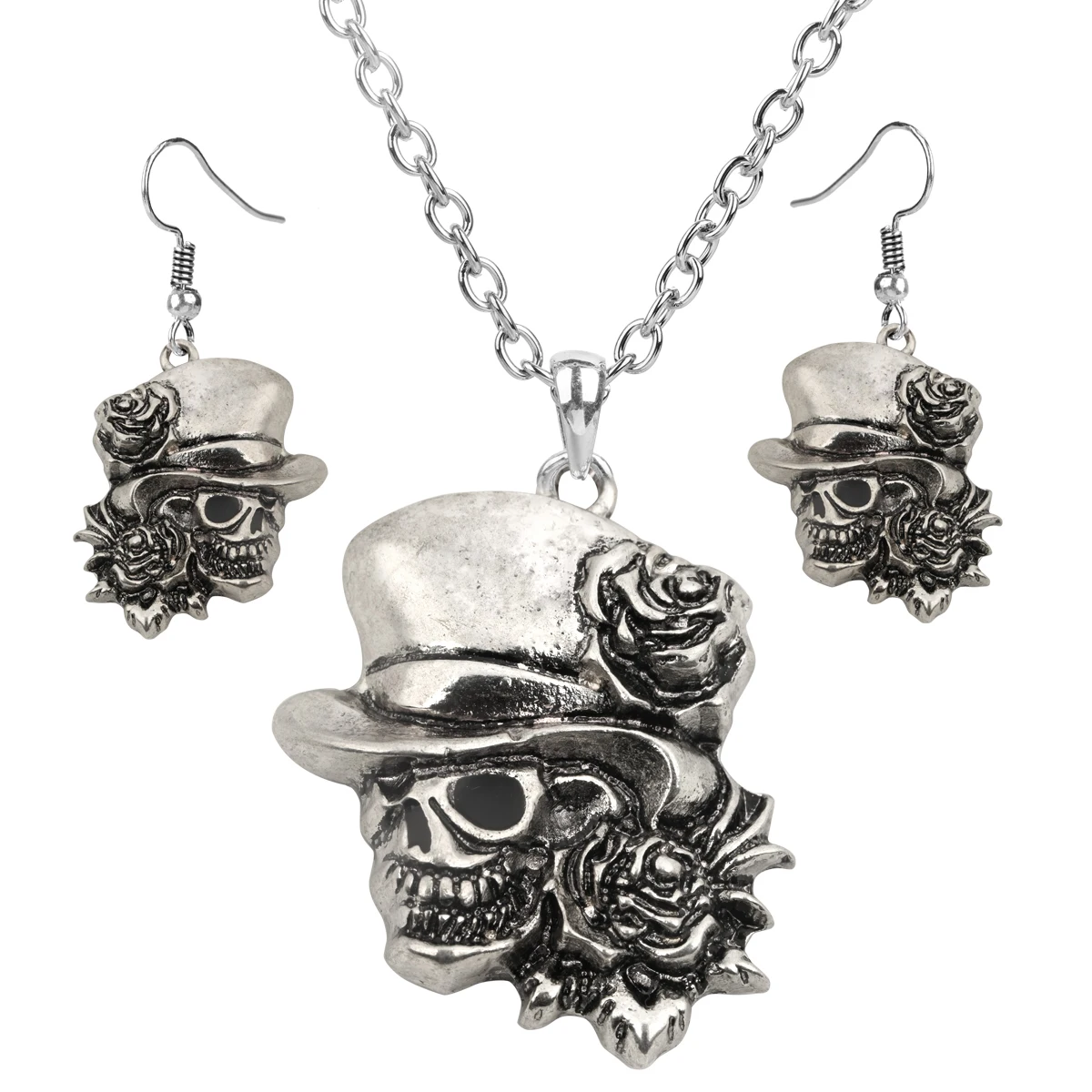 Женский комплект ювелирных изделий Yacq в стиле панк с черепом регулируемое
