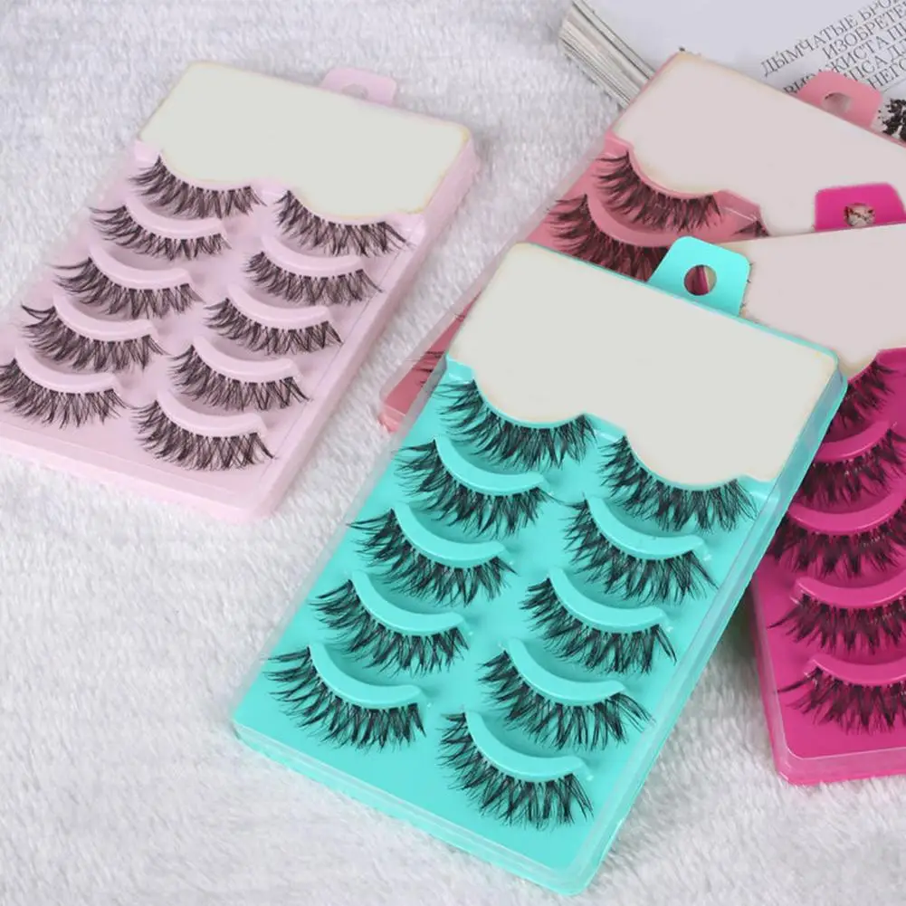 

5 Pairs Black Crossing Eye Lashes Extension Makeup Long Curled False Eyelashes Makeup Accessories