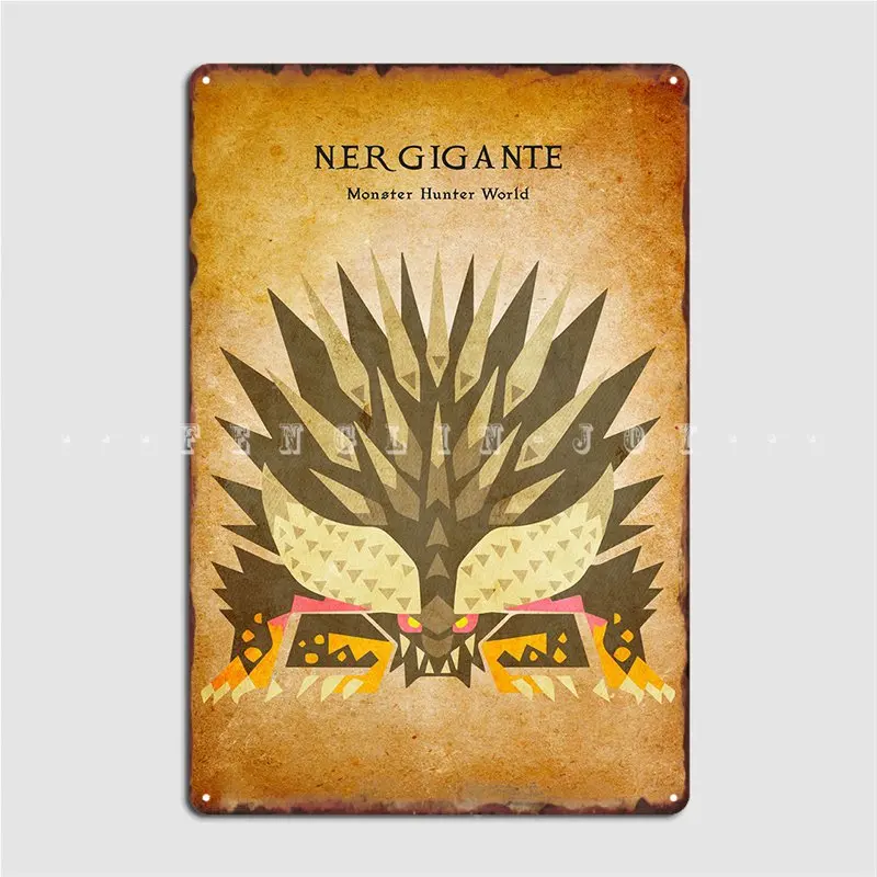 

Металлический плакат Nergigante, настенная пещера, паб, гараж, проектирование, жестяные пластинки Sign, плакат