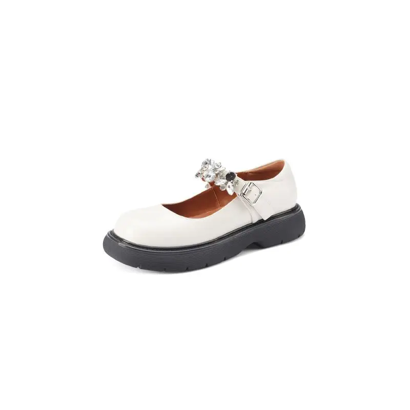 

Krazing Pot new cow leather round toe buckle straps diamond thick bottom Autumn elegant gorgeous princess design women pumps l00